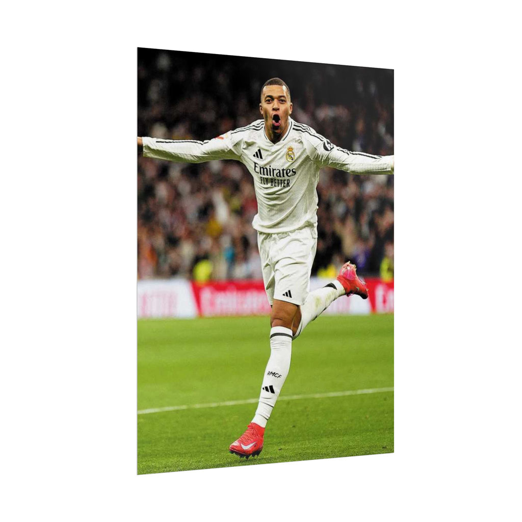 Kylian Mbappe Real Madrid Soccer Star Rolled Poster — Celebratory Football Print (Real Match Action)