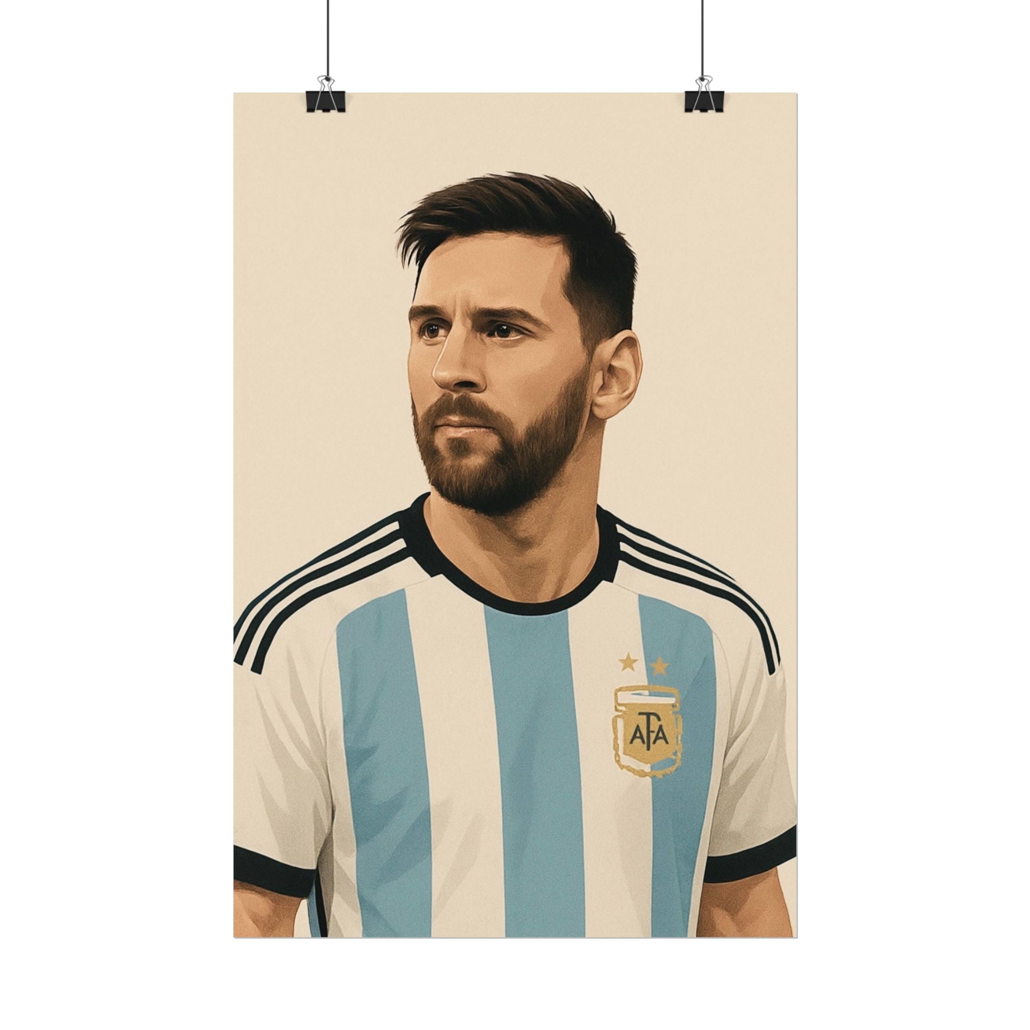Lionel Messi Vintage Argentina Soccer Poster — Rolled Football Print