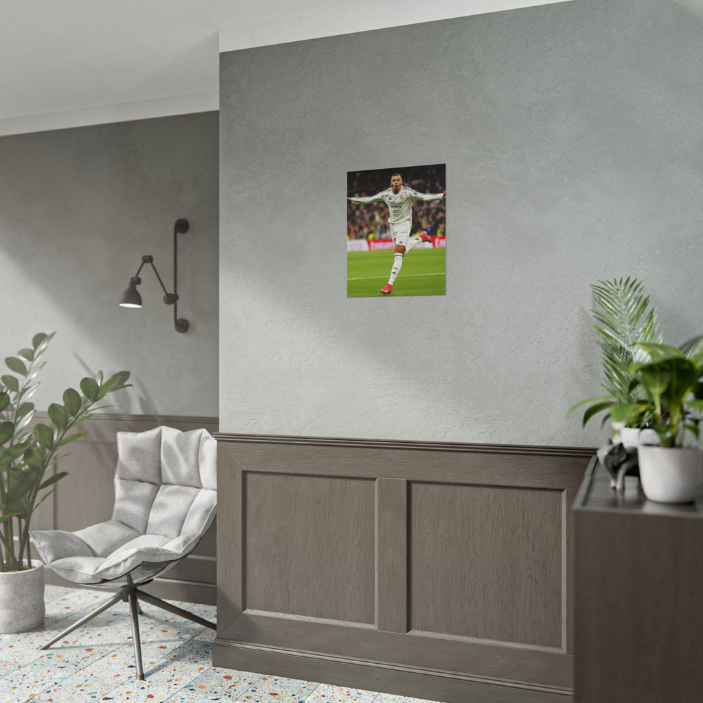 Kylian Mbappe Real Madrid Soccer Star Rolled Poster — Celebratory Football Print (Real Match Action)