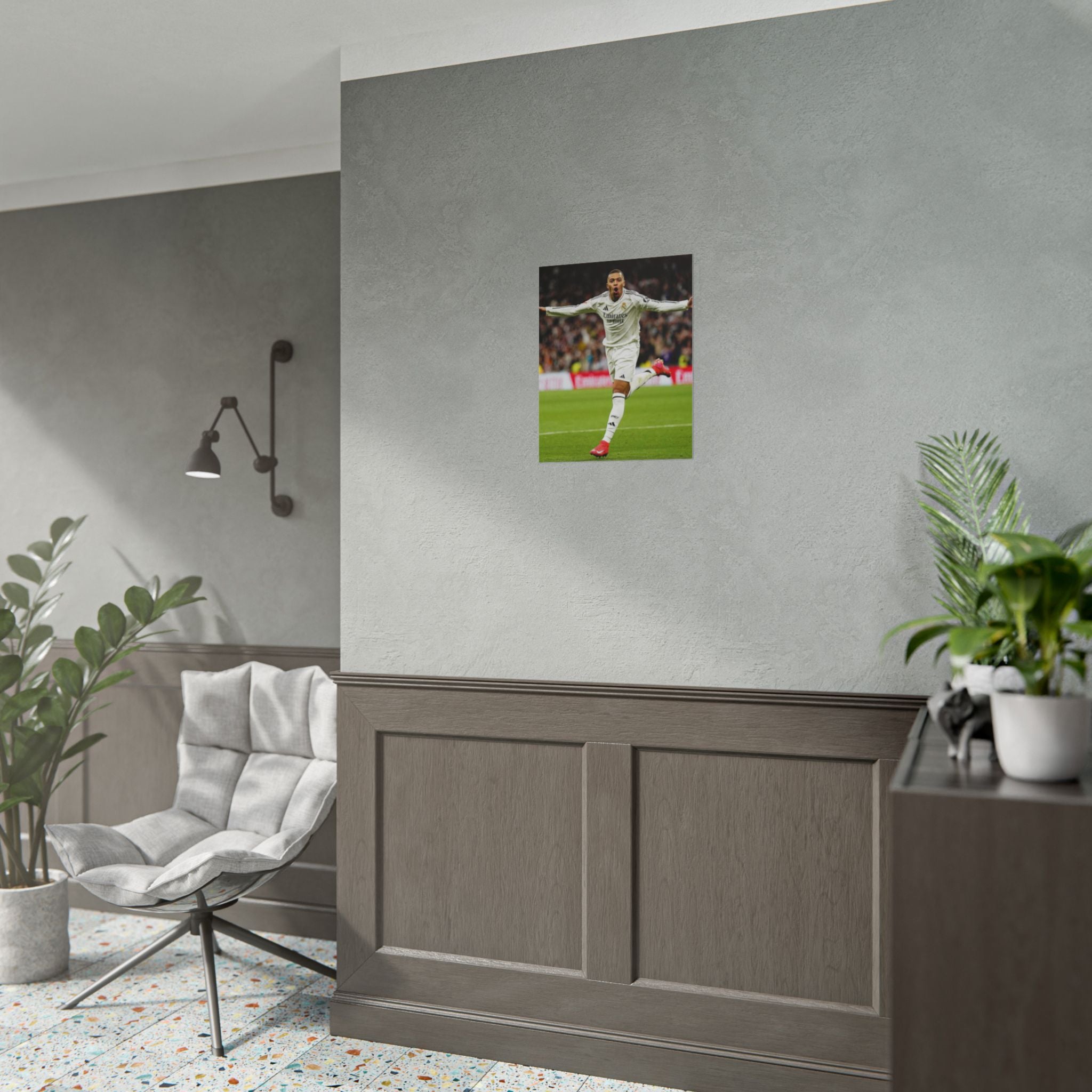 Kylian Mbappe Real Madrid Soccer Star Rolled Poster — Celebratory Football Print (Real Match Action)
