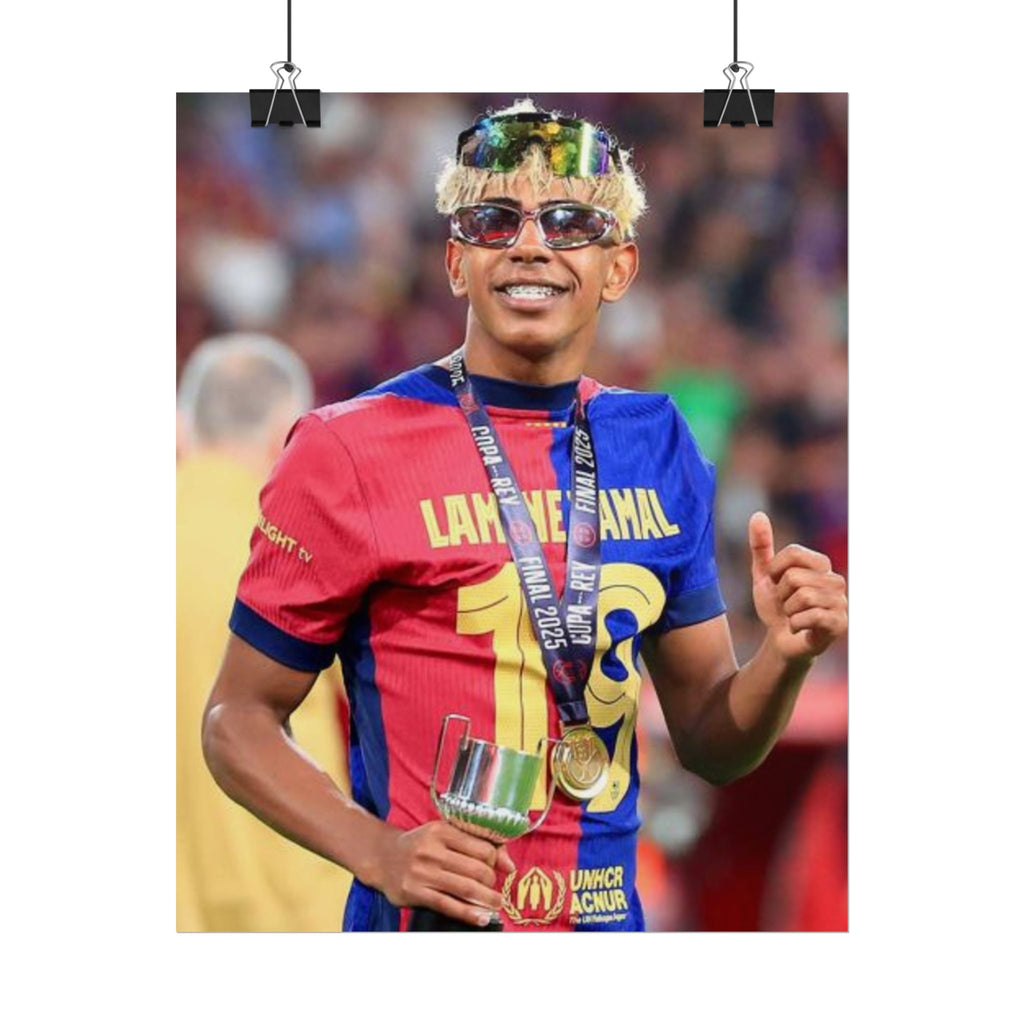 Lamine Yamal Rolled Poster — Vibrant Sports Champion Photo Print
