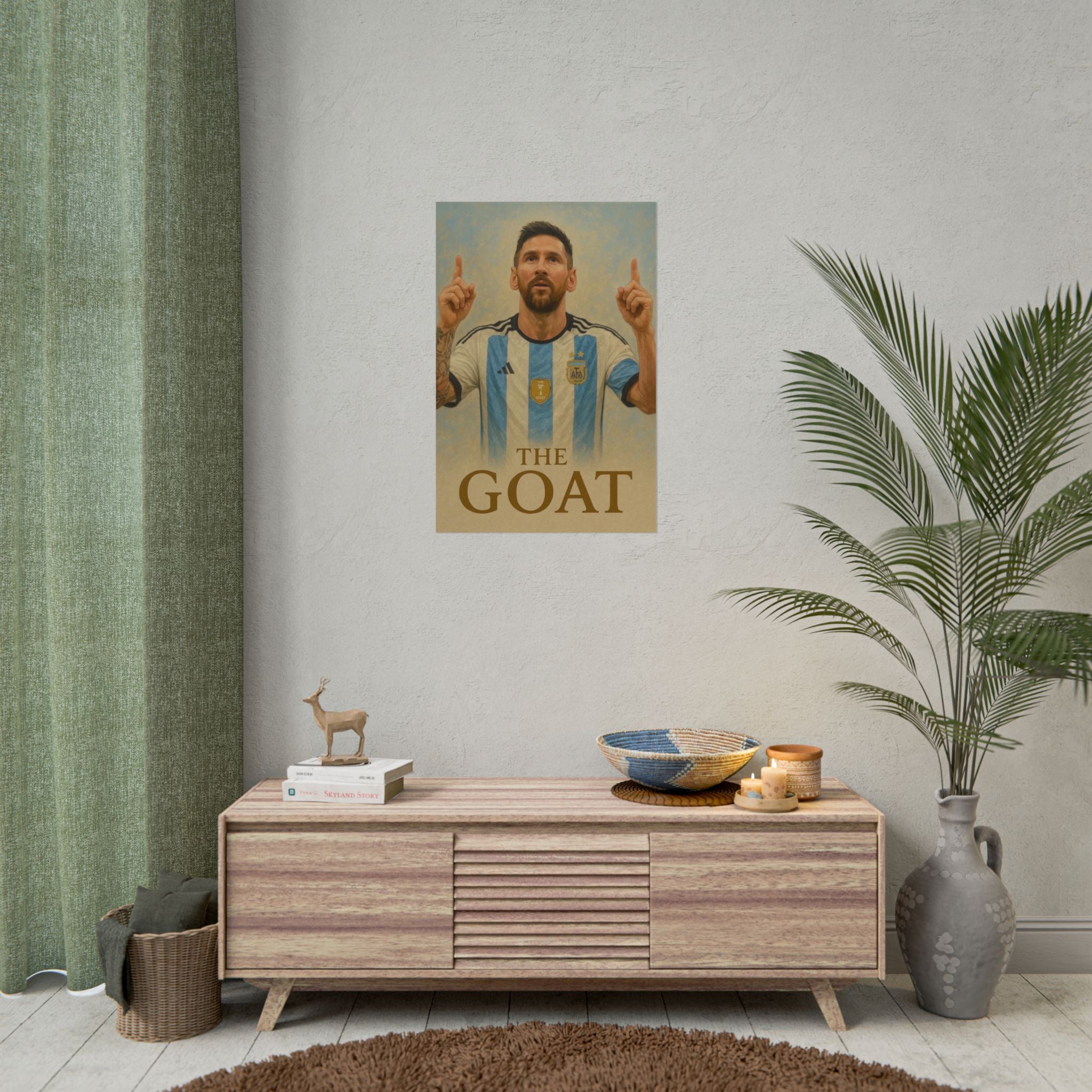 Lionel Messi Rolled Poster — "The GOAT" Soccer Player Tribute Poster