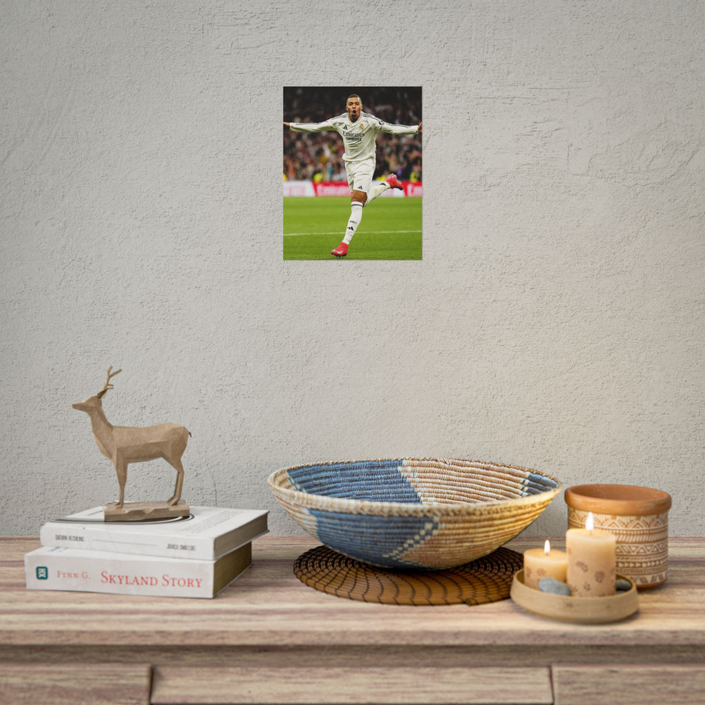 Kylian Mbappe Real Madrid Soccer Star Rolled Poster — Celebratory Football Print (Real Match Action)