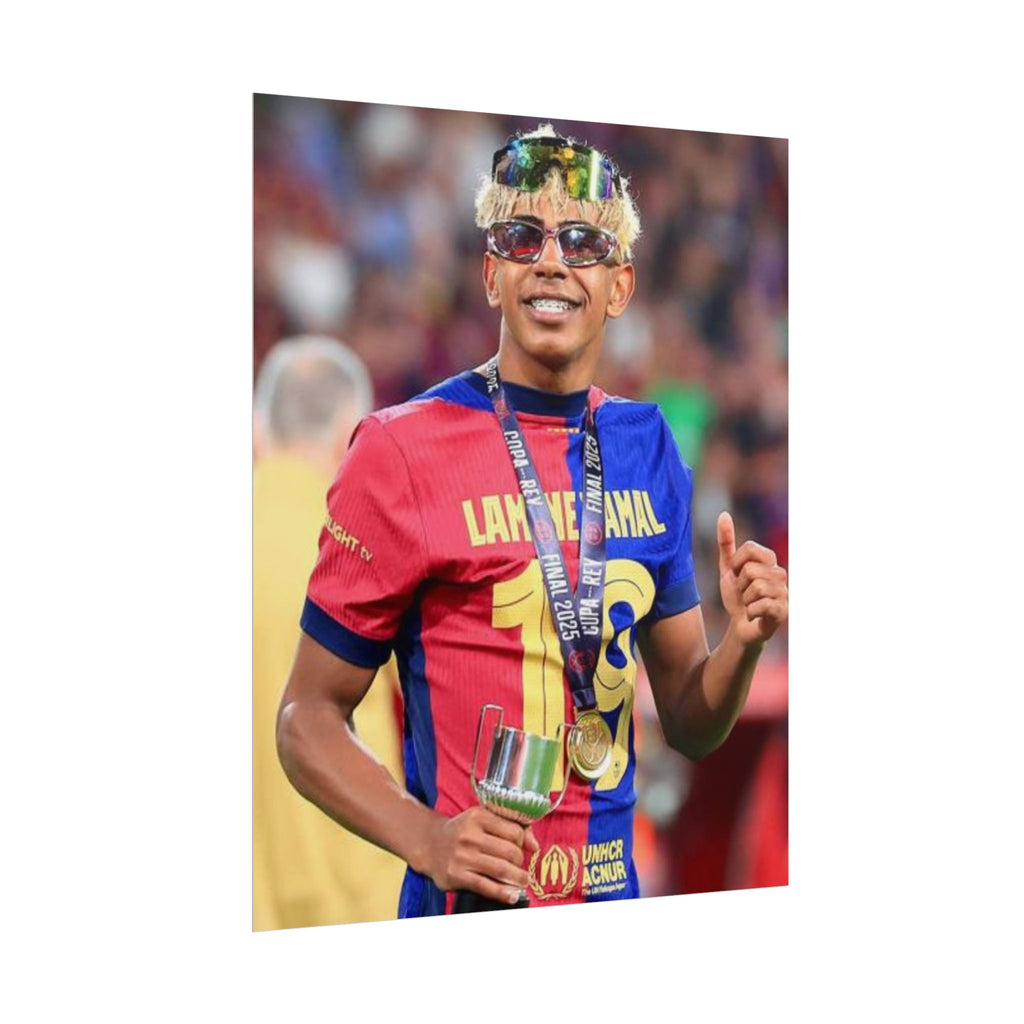 Lamine Yamal Rolled Poster — Vibrant Sports Champion Photo Print