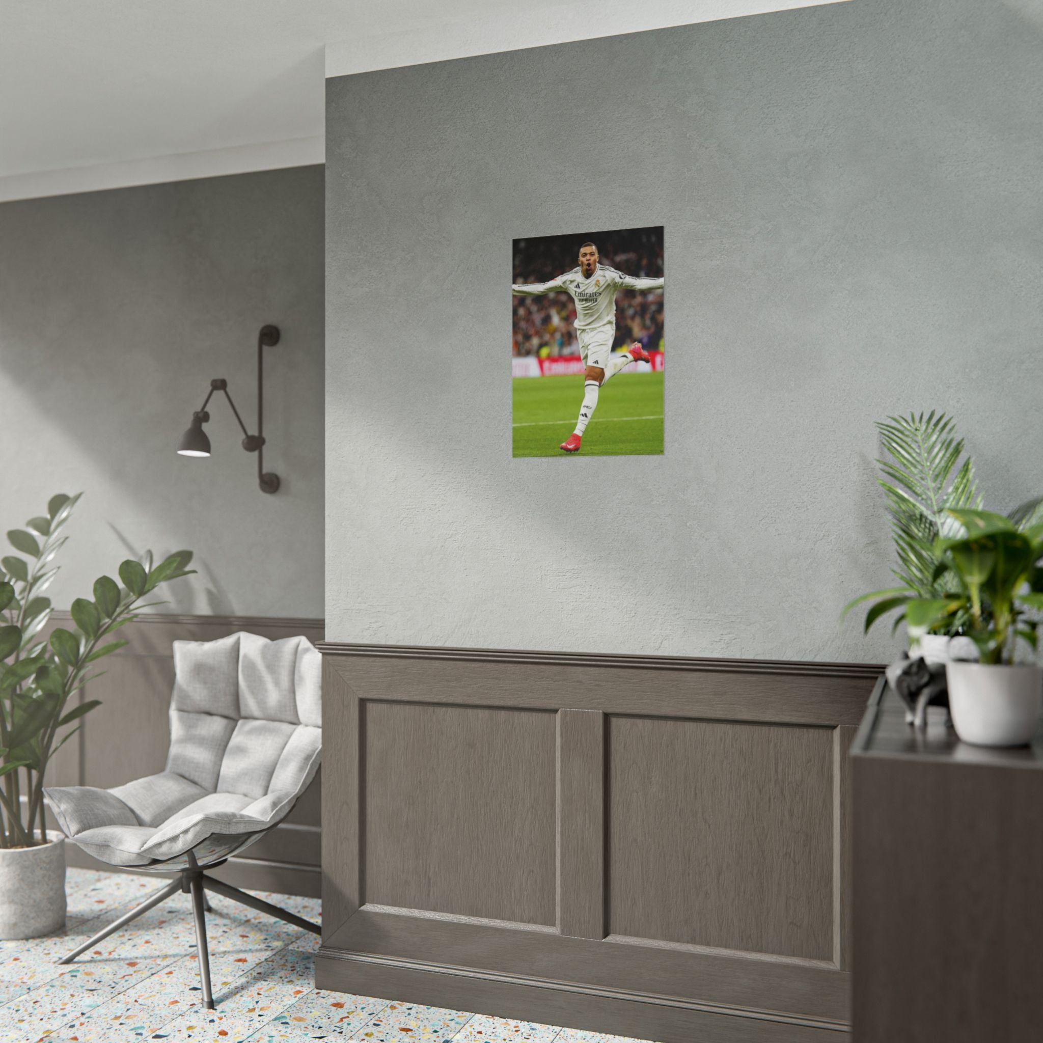 Kylian Mbappe Real Madrid Soccer Star Rolled Poster — Celebratory Football Print (Real Match Action)
