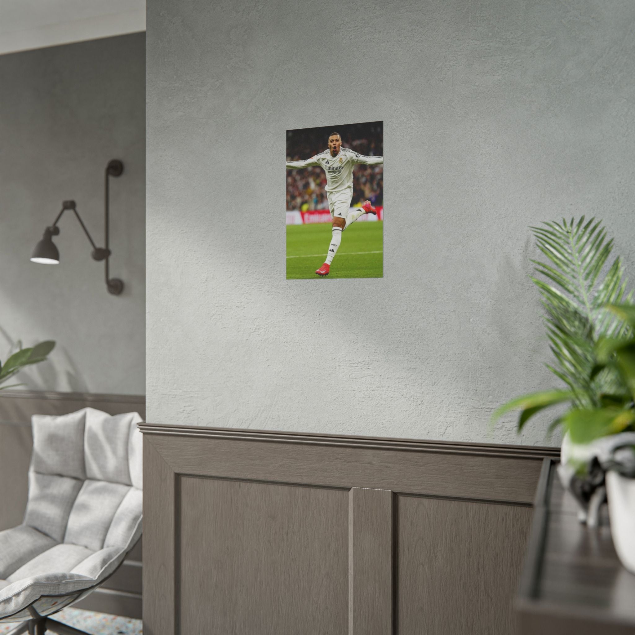 Kylian Mbappe Real Madrid Soccer Star Rolled Poster — Celebratory Football Print (Real Match Action)