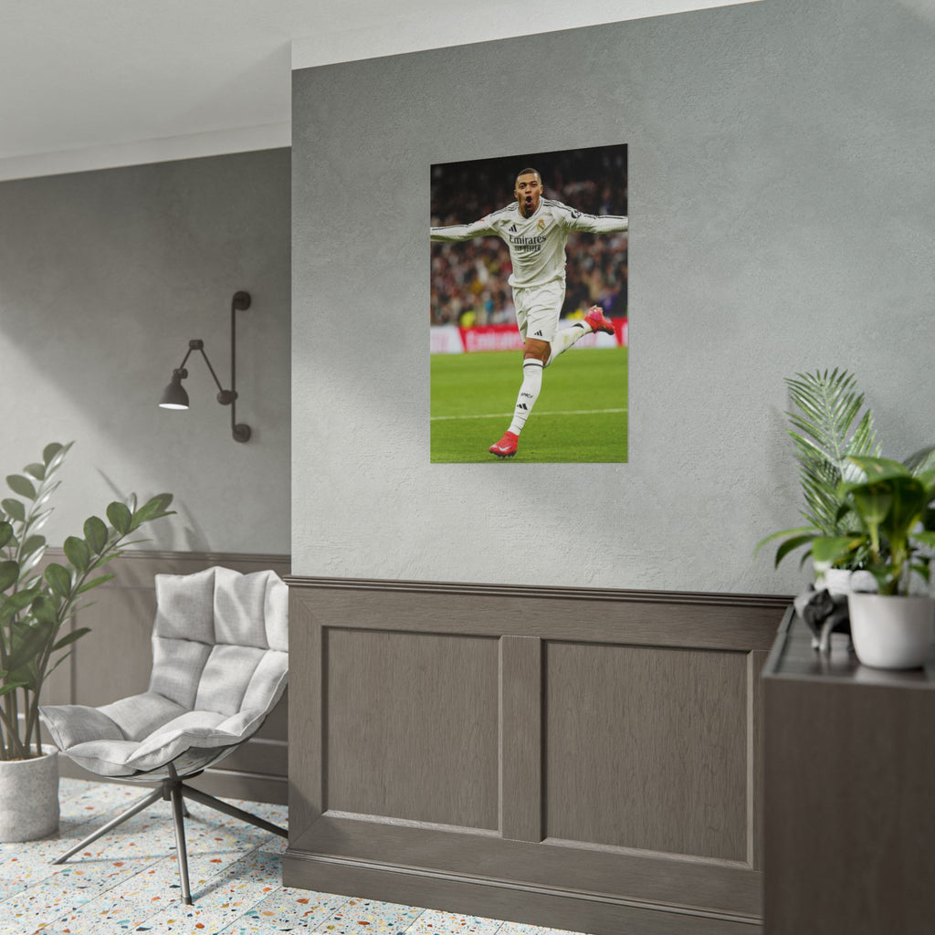 Kylian Mbappe Real Madrid Soccer Star Rolled Poster — Celebratory Football Print (Real Match Action)
