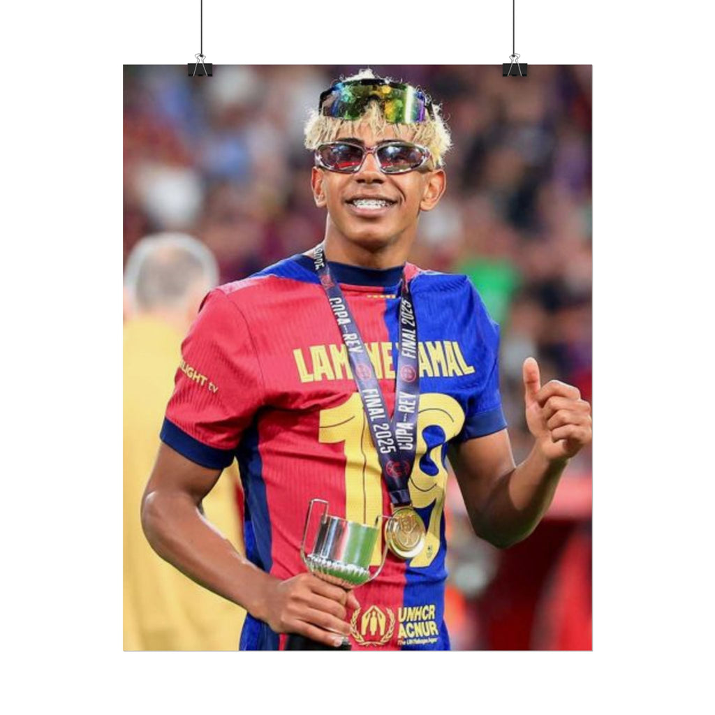 Lamine Yamal Rolled Poster — Vibrant Sports Champion Photo Print