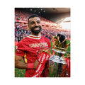 Mo Salah Premier League Soccer Champion Rolled Poster — Trophy Celebration Stadium Print