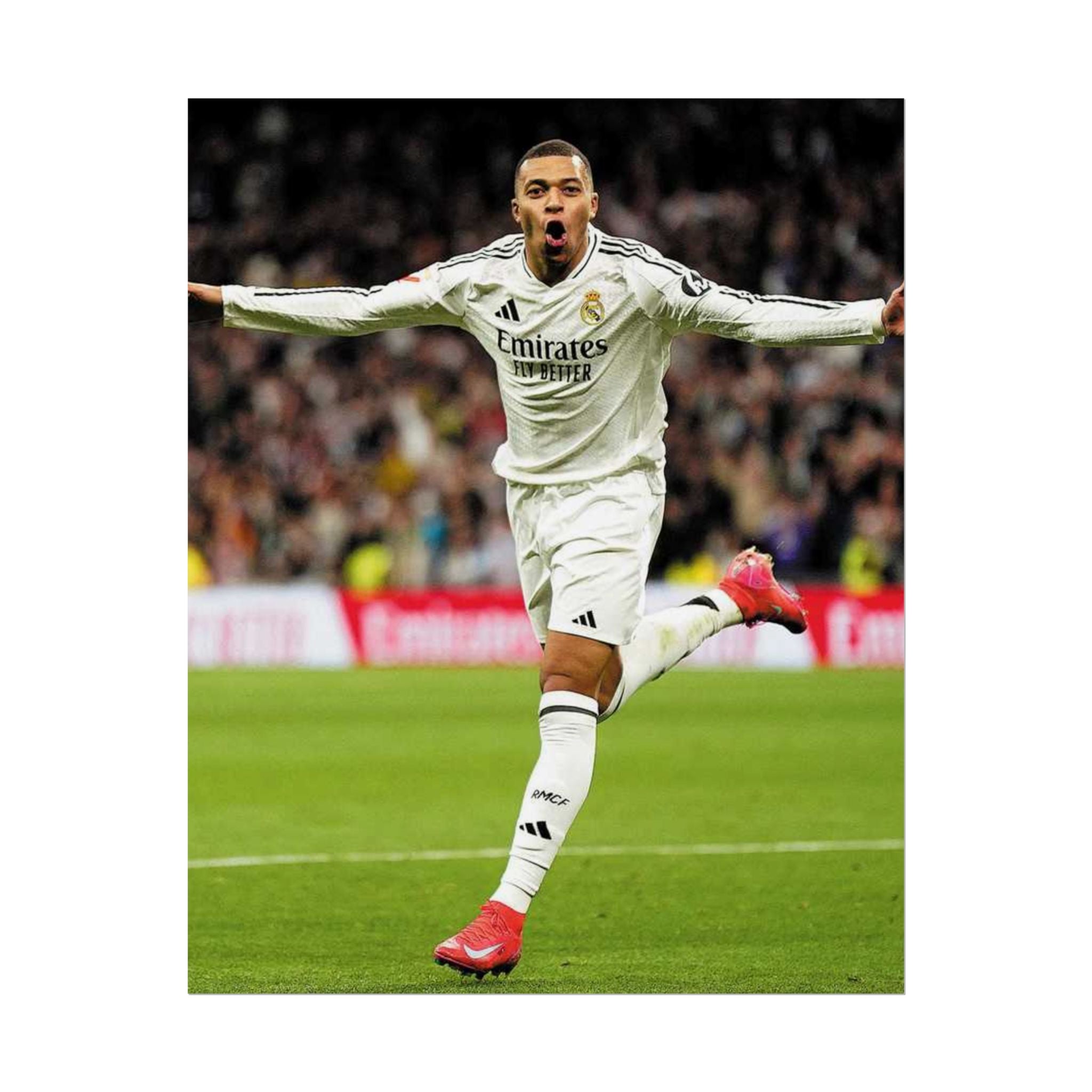 Kylian Mbappe Real Madrid Soccer Star Rolled Poster — Celebratory Football Print (Real Match Action)