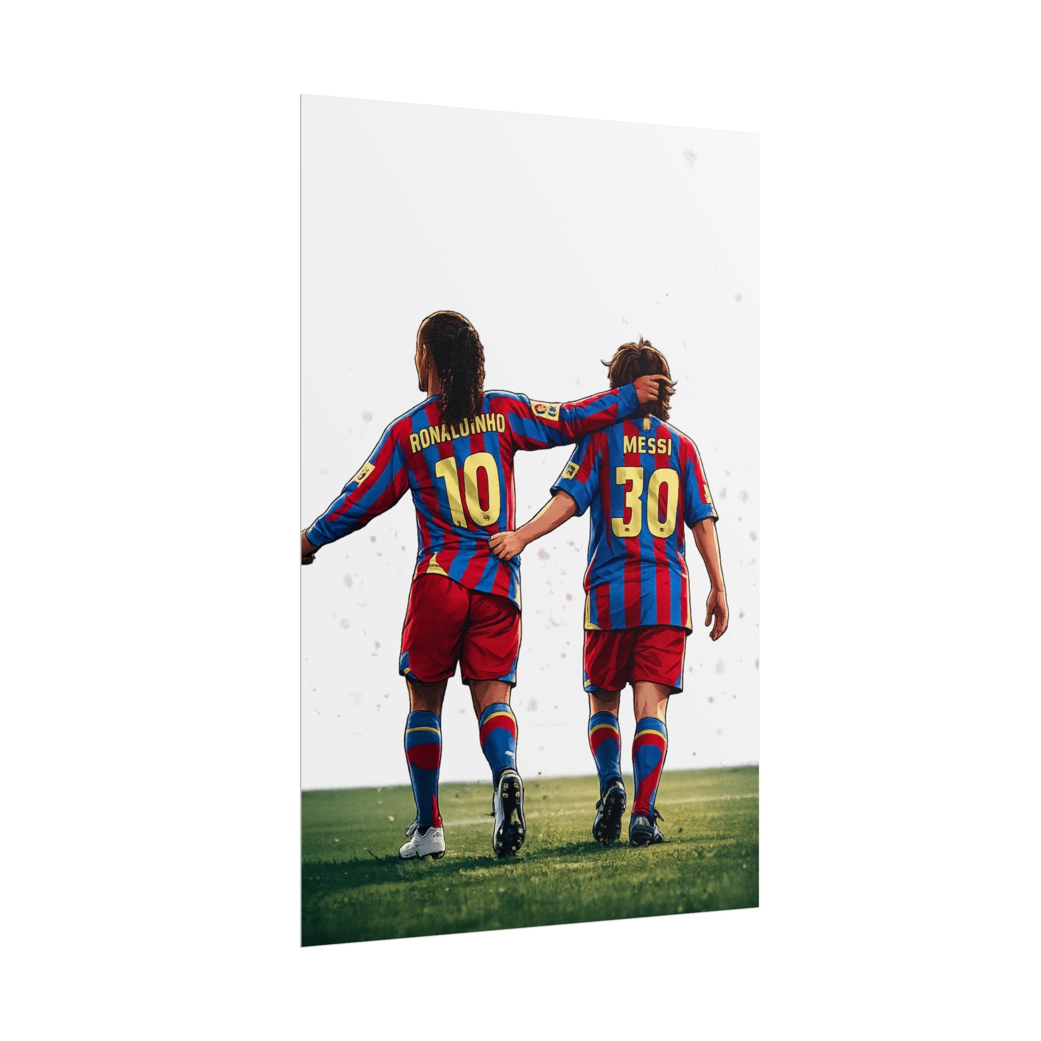 Rolled Poster — Young Ronaldinho & Messi FC Barcelona Players Soccer Print