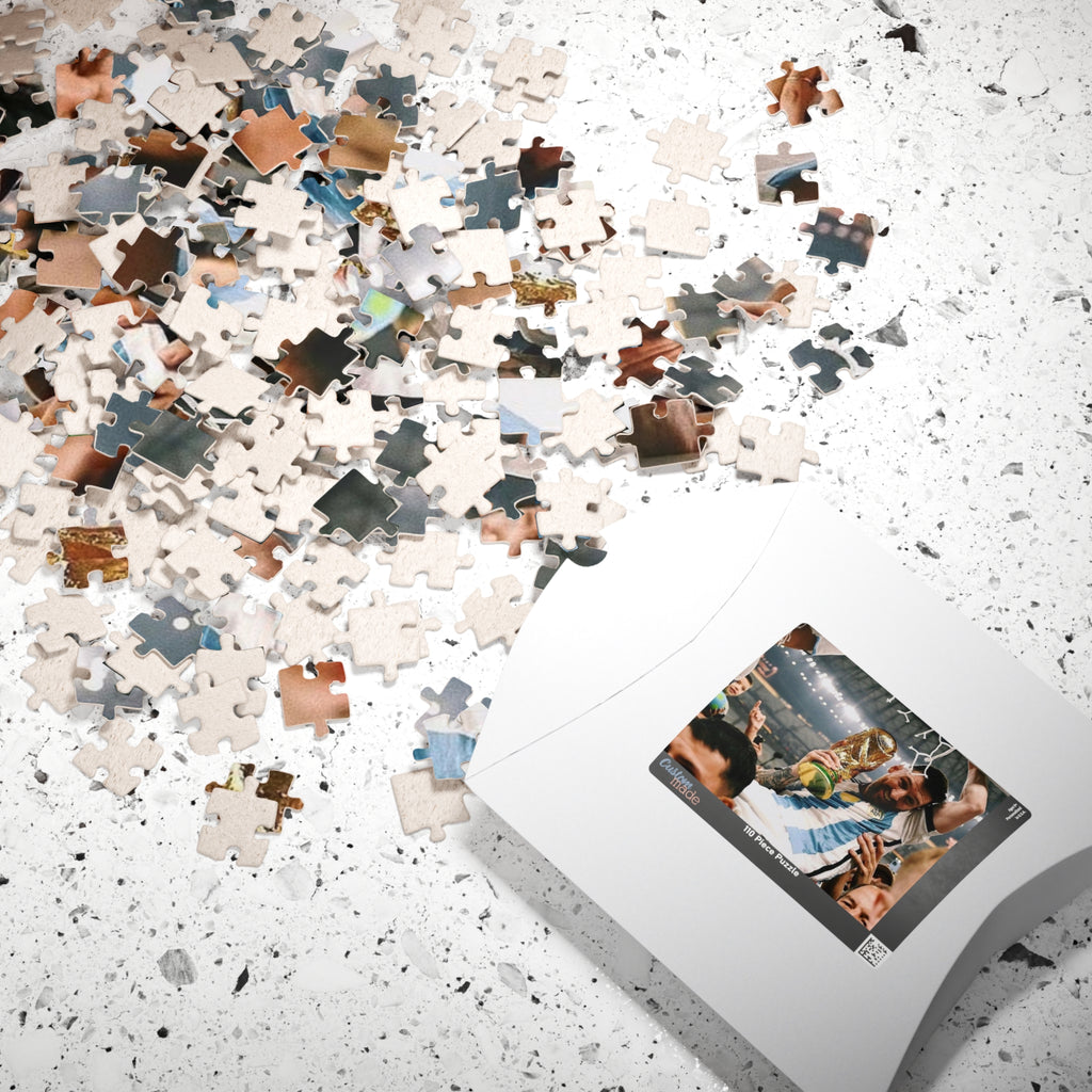Lionel Messi - Soccer Victory Photo Puzzle — World Cup Trophy Celebration Jigsaw
